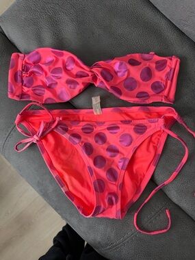 PINK Victoria's Secret Hot Pink Bikini with Purple Polka Dots